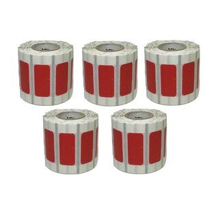 5 Rolls Zebra 1000D THERMAL 1.43 x 0.66", 1" Core Red Label Sticker, Rectangle